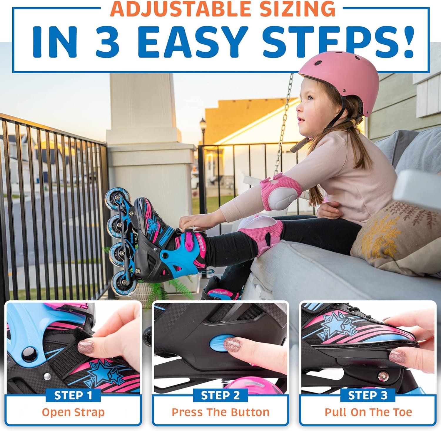 thumbnail image 2 of Roller Skates By Roller Derby Roller Derby Fun Roll Girl's Jr Adjustable Roller Skate Roller Blades For Kids 2 of 12
