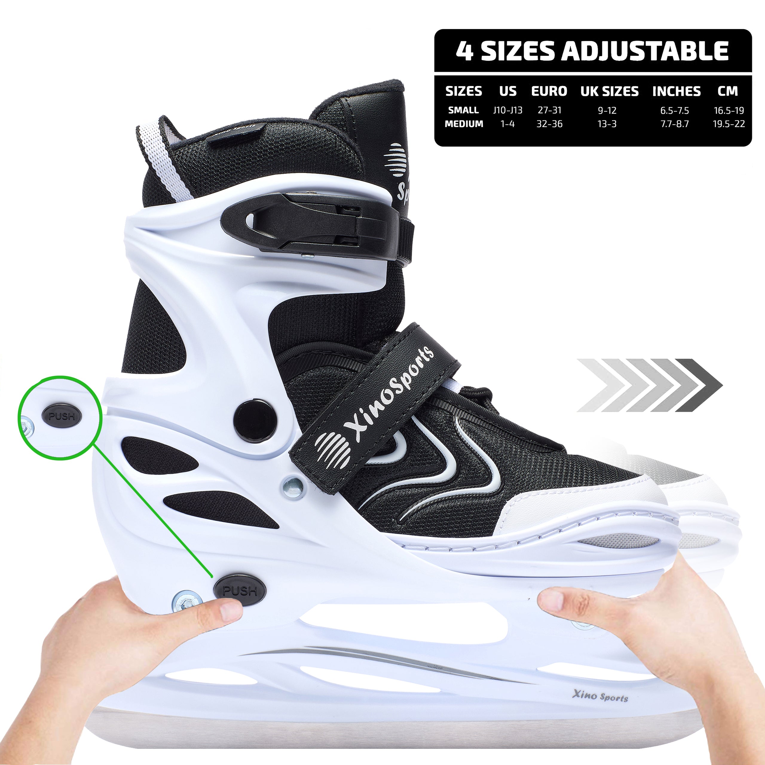 Adjustable Ice Skates For Kids | Reinforced Ankle Support - Xino Sports
