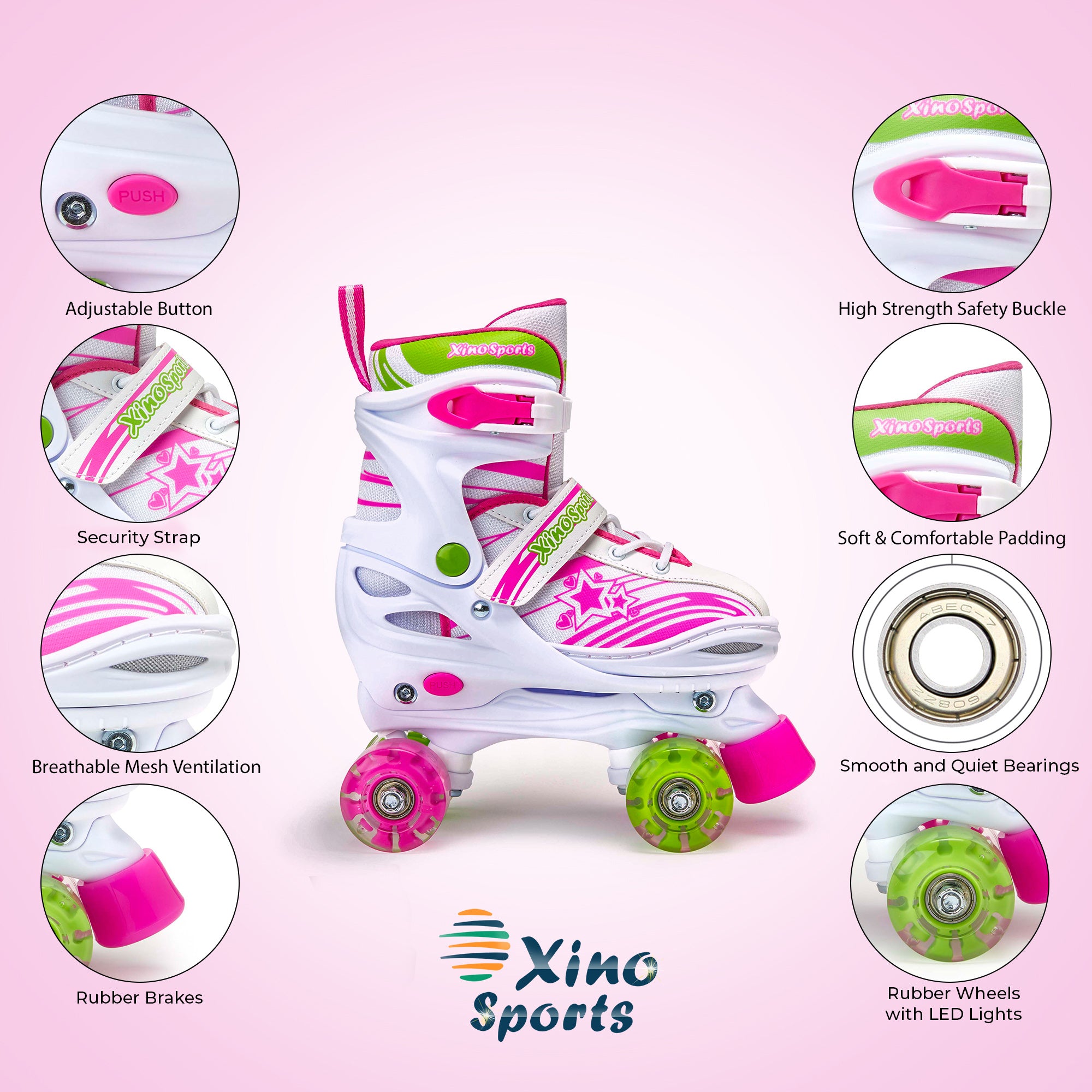 Kids Roller Skates | Quality, Light-Up Wheels, Adjustable - Xino Sports