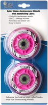Xino Sports Inline Skates Replacement Wheels with LED Illuminating Lights, Bearings Included, Pack of 2 (Fuchsia) - Xino Sports