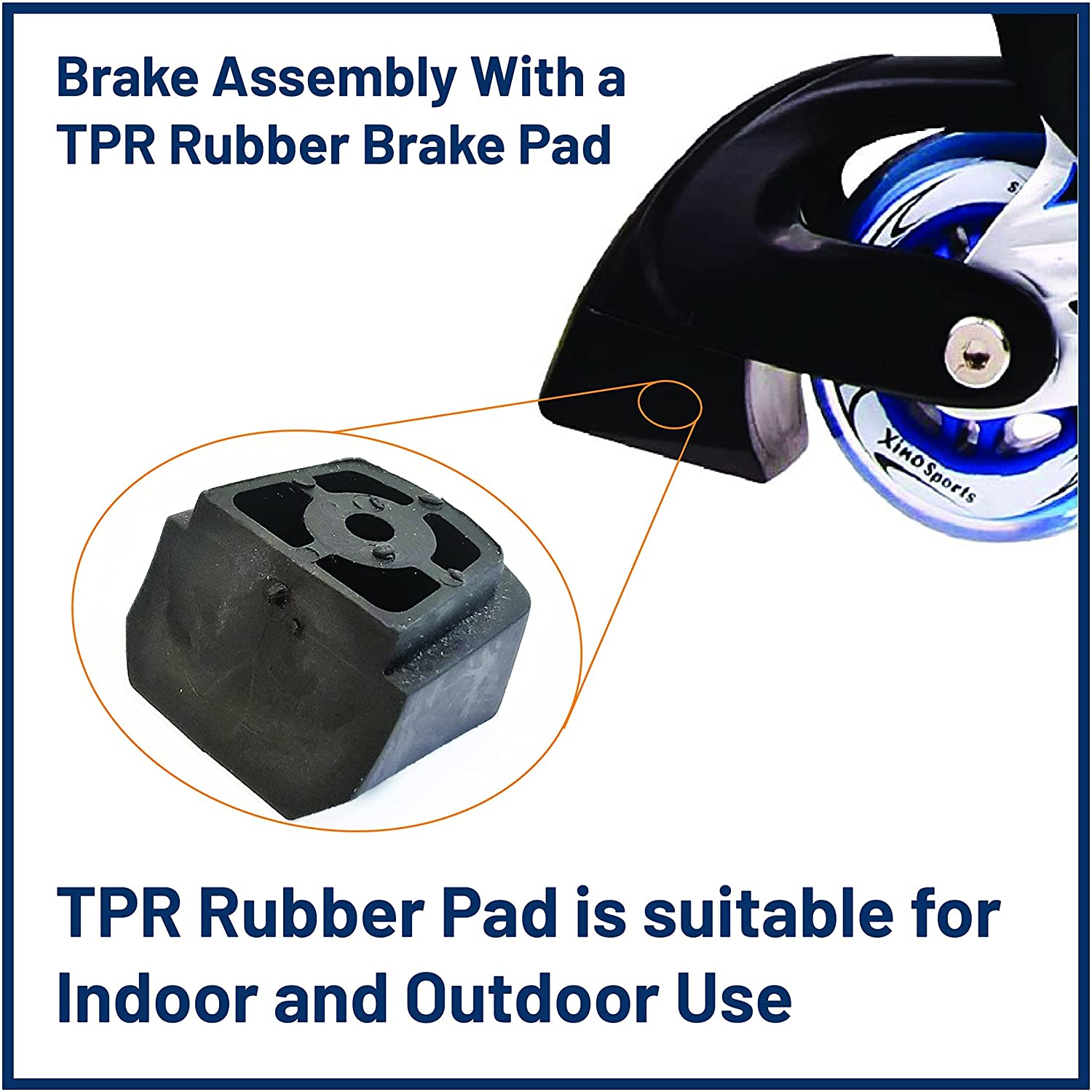 Xino Sports Replacement Brake, Whole Brake Assembly with TPR Rubber Pad, 1 Piece - Xino Sports