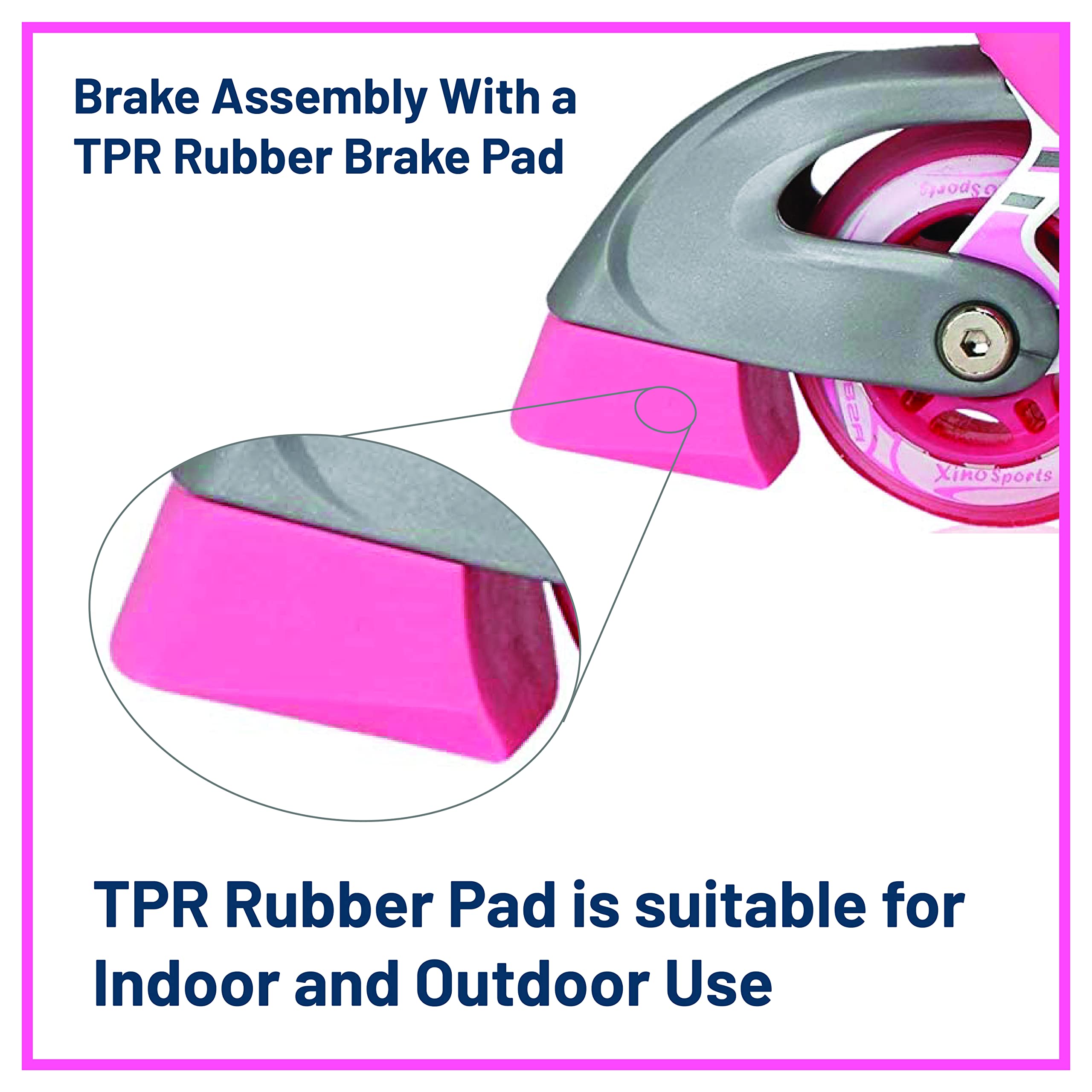 Xino Sports Replacement Brake, Whole Brake Assembly with TPR Rubber Pad, 1 Piece (Pink) - Xino Sports