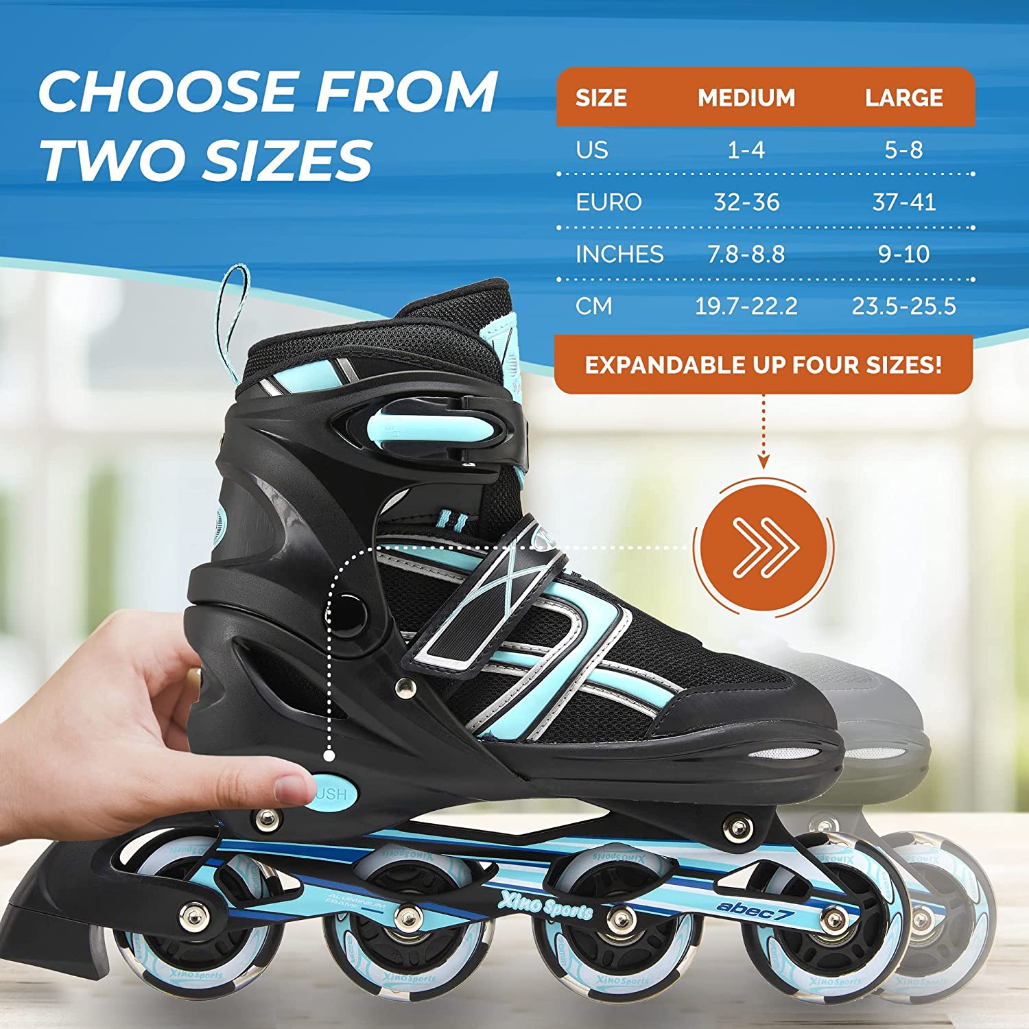 Roller Skates for Girls Boys and Kids, 4 Size Adjustable Toddler Roller  Skates